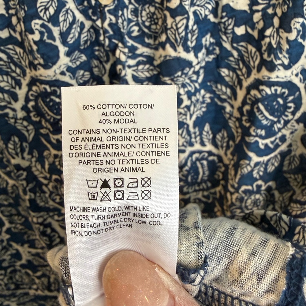 Lucky Brand Blue and White Patterned Blouse - Picture 6 of 8